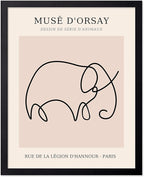 Poster Master Vintage Poster - Retro One Line Elephant Drawing Print - Elephant Art - Minimal Gift for Men, Women, Animal Lover - Abstract Wall Decor for Home, Office, 24x32 Unframed Wall Art