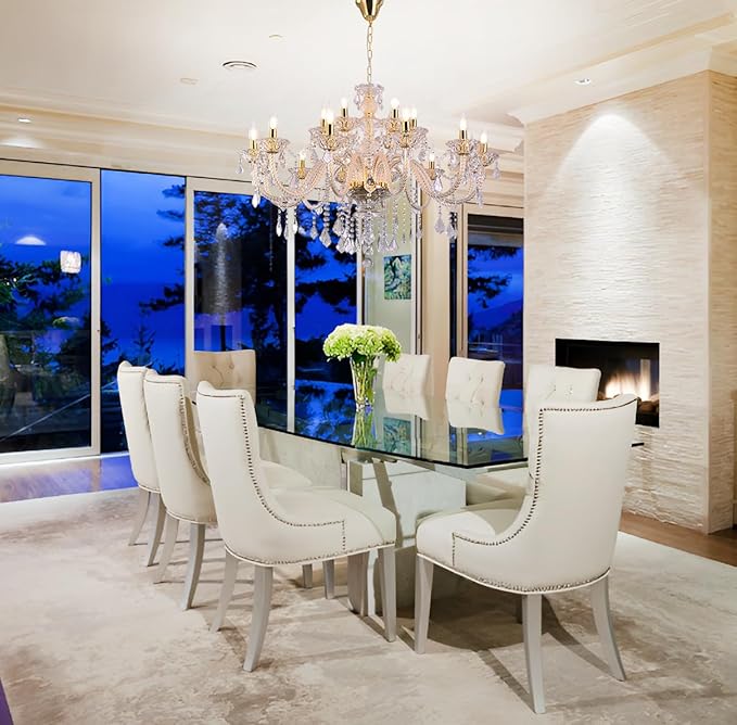 18-Light Double-Layer Crystal Chandelier for Living Room Gold Ceiling Pendant Light Fixtures with K9 Crystal Modern Luxury Lighting for Dining Room, Bedroom, Kitchen