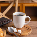 GBHOME Ceramic Coffee Mugs Set of 6, 12oz Stoneware Coffee Mugs Set For Dad Mom Women MEN, Light Weight Ceramic Coffee Cups for Latte/Tea/Beer/Hot Cocoa, Dishwasher & Microwave Safe-Pearl White