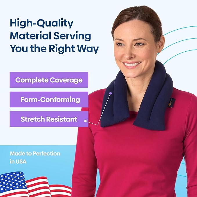 SunnyBay Microwave Heating Pad, Microwavable Heated Neck and Shoulder Wrap, Soothing Weighted Moist Heat or Ice Pack with Flaxseed and Lavender, FSA HSA Eligible, 26x5 Inches, 2.5 lbs, Navy Blue