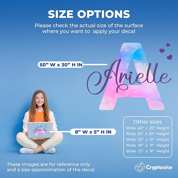 Custom Stickers Name Wall Decor I Personalized Name Sign for Room Decor | Multiple Custom Name & Initial I Decal for Baby Girl Nursery Decor I Nursery Wall Decal for Baby (A. Pink and Blue Sky)