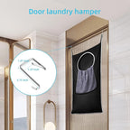 KEEPJOY 2 Pack Door Hanging Laundry Hamper, XL Hanging Bag with Large Opening and 2 Hooks for Whole Family - 36.5X22.5 inch - Black (2pack)
