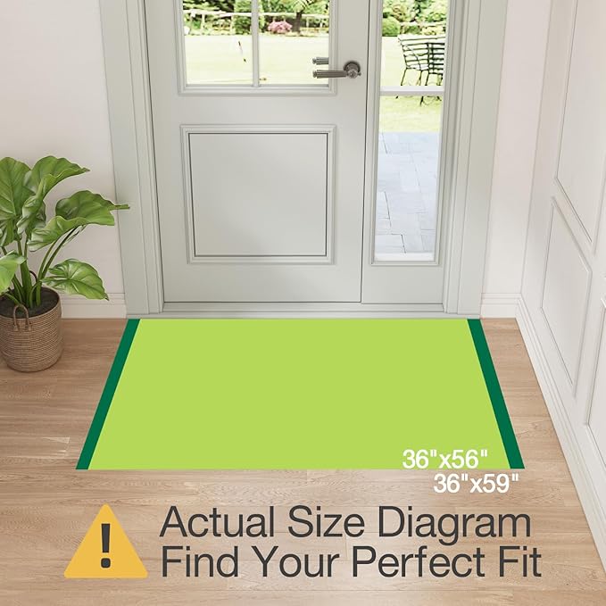 LUMI Ultra Thin Door Mat for Entryway,36"x59" Low Profile Non Slip Rubber Backing Indoor Doormat, Easy Clean Welcome Entrance Mat for Inside House, Patio, Greenish Grey