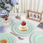 FLOWERCAT 60PCS Sage Green Plates - Heavy Duty Plastic Plates Disposable for Party/Easter - Include 30PCS 10.25inch Sage Green Dinner Plates and 30PCS 7.5inch Dessert Plates
