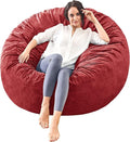Bean Bag Chairs for Adults - Memory Foam Furniture BeanBag Chair - Kids/Teens Sofa with Soft Micro Fiber Cover - Round Fluffy Couch for Living Room Bedroom College Dorm - 4 ft, Red
