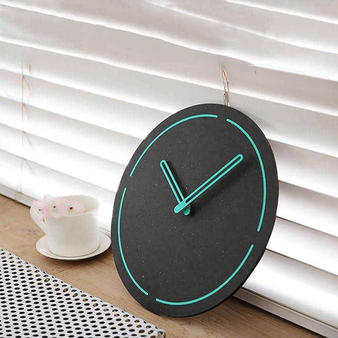 Stephanie Imports Modern Minimalist Dark Concrete Gray Silent Wall Clock (Teal)