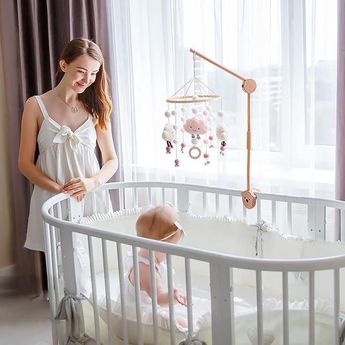Baby Crib Mobile Arm,HBM Wooden Mobile Arm for Crib Mobile Hanger for Crib Baby Girl Nursery Decor