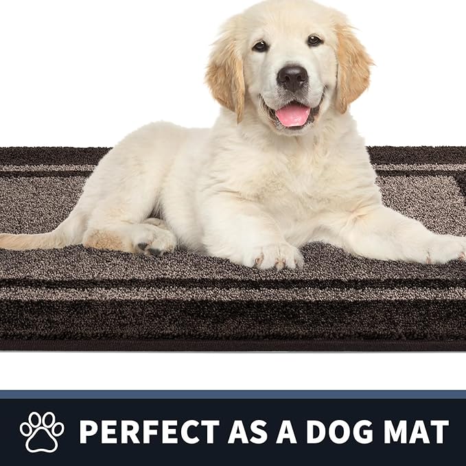 PURRUGS Dirt Trapping Door Mat 32" x 48", Non-Slip/Skid Machine Washable Entryway Rug, Shoes Scraper, Area Rug, Super Absorbent Welcome Mat for Muddy Wet Shoes and Paws, Grayish Brown & Coffee
