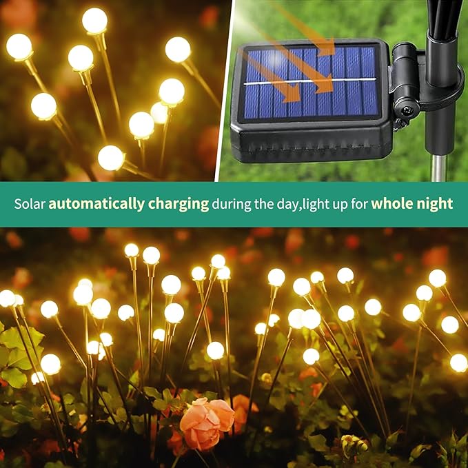 Solar Lights Outdoor Waterproof, 10 Packs 80LED, Solar Garden, Patio, Garden Decor, Patio Decor, Firefly Outdoor, Unique Gifts for Women, Gifts for Grandma