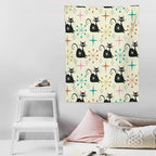 ICMOLYYENLO Abstract Cat Tapestry, Medieval Abstract Atomic Star Cat Vintage Home Wall Hanging Art Tapestry for Bedroom Living Room Dormitory 60x80 Inch