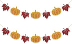 Fall Decorations Home Thanksgiving decor - Pumpkin and Maple Leaves Sign Fall Autumn Harvest Garland Hanging Bunting Banner(Pre-Strung)