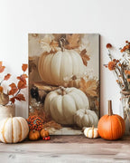 Rustic Autumn Pumpkin Wall Art Decor, Framed Vintage Thanksgiving Decorations, Fall Canvas Wall Art for Home, Kitchen and Living Room, Cozy Fall Decor Picture Print Ready to Hang