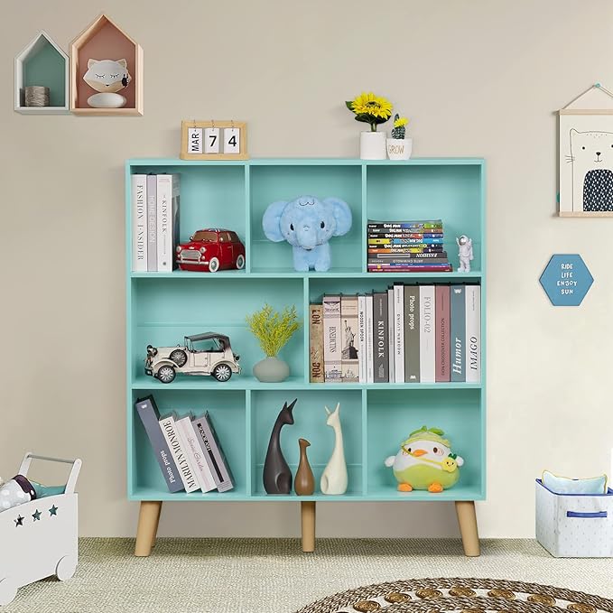 LEYAOYAO 3 Tier Bookshelf with Legs - Pink