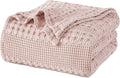 PHF 100% Cotton Waffle Weave Blanket Twin Size, Soft Lightweight Breathable Cozy Summer Blankets for Bed, Luxury Aesthetic Woven Bedding for Home Decor, 66"x90", Pink/Mauve