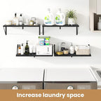 Heimlove 24 Inches Black Floating Shelves,8 Inches Deep Wall Bookshelf Mounted Display&Storage Wood Wall Shelves for Kitchen Bathroom Laundry Living Room,Set of 3