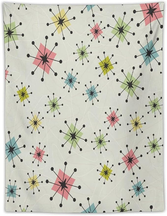 ICMOLYYENLO Abstract Cat Tapestry, Medieval Abstract Atomic Star Cat Vintage Home Wall Hanging Art Tapestry for Bedroom Living Room Dormitory 30x40 Inch