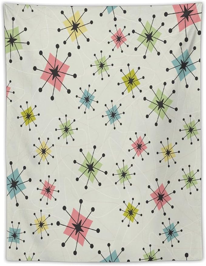 ICMOLYYENLO Abstract Cat Tapestry, Medieval Abstract Atomic Star Cat Vintage Home Wall Hanging Art Tapestry for Bedroom Living Room Dormitory 60x80 Inch