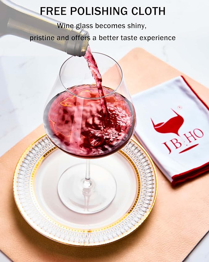 JBHO Full Bottle Wine Decanter with 2pcs Red Wine Glasses and Cleaning Beads, 21 oz Burgundy Wine Glasses, 56 oz Wine Carafe Aerator and Glasses Set, Wine Decanter and Glass Set