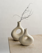 NOBULA White Ceramic Donut Vases – Modern Home Decor for Living Room, Bedroom & Table Centerpiece - Minimalist Nordic – Unique Vases for Olive Plant & Flowers – Decorative Coffee Table Vase Set of 2