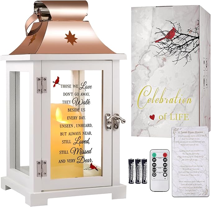 Memorial Lantern, Sympathy Gifts for Loss of Mom/Dad/Loved One, Bereavement Gifts, in Memory of Loved One Lantern,Celebration of Life, Memorial Gifts, Funeral Lantern,Those WE Love Don't GO Away