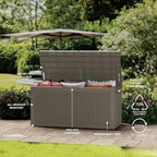 200 Gallon Resin Deck Box, Waterproof Outdoor Storage Bin for Patio Furniture, Pool Accessories, and Garden Tools, Lockable & UV-Resistant, Grey