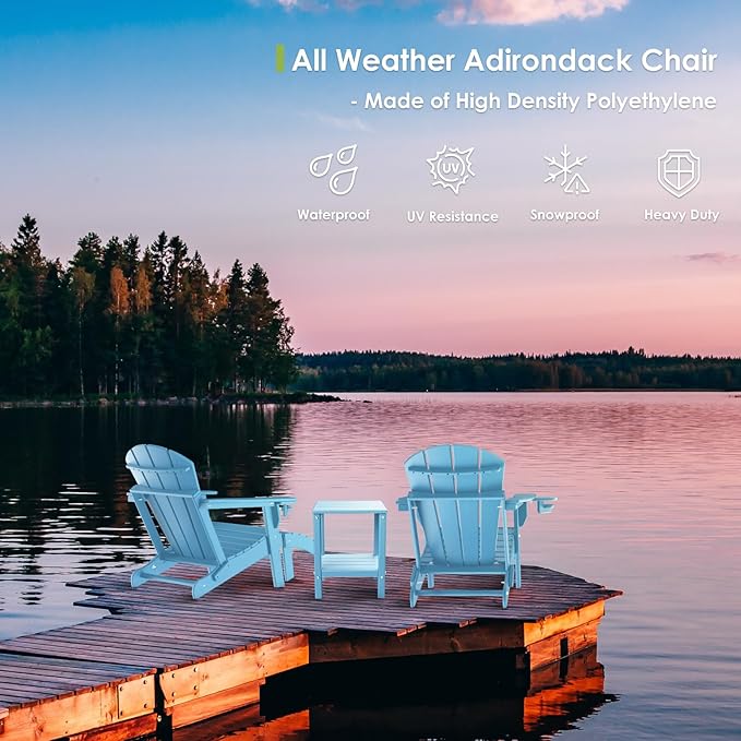 GREENVINES Adirondack-Ottoman | Set of 2 | HDPE Plastic | Outdoor Footrest | All Weather | Foot Rest | Foot Stool | Arctic | for Adirondack Chair | for Patio Backyard Pool