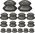 Geiserailie 16 Pcs 4 Sizes Cupping Therapy Set Silicone Cupping Massage Cups Professional Chinese Therapy Cup Vacuum for Body Muscle Nerve(Onyx)
