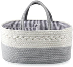 PandaEar Baby Diaper Caddy Organizer for Boys Girls, Portable Baby Diaper Basket, Travel Cotton Rope Diaper Caddy Change Organizer for Baby Shower Gifts Newborn Infants