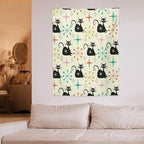 ICMOLYYENLO Abstract Cat Tapestry, Medieval Abstract Atomic Star Cat Vintage Home Wall Hanging Art Tapestry for Bedroom Living Room Dormitory 60x60 Inch