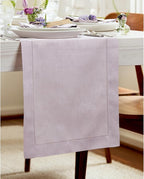 Solino Home Linen Lilac Table Runner 132 Inches Long - 100% Pure Linen Extra Long Table Runner 14 x 132 Inch - Classic Hemstitch