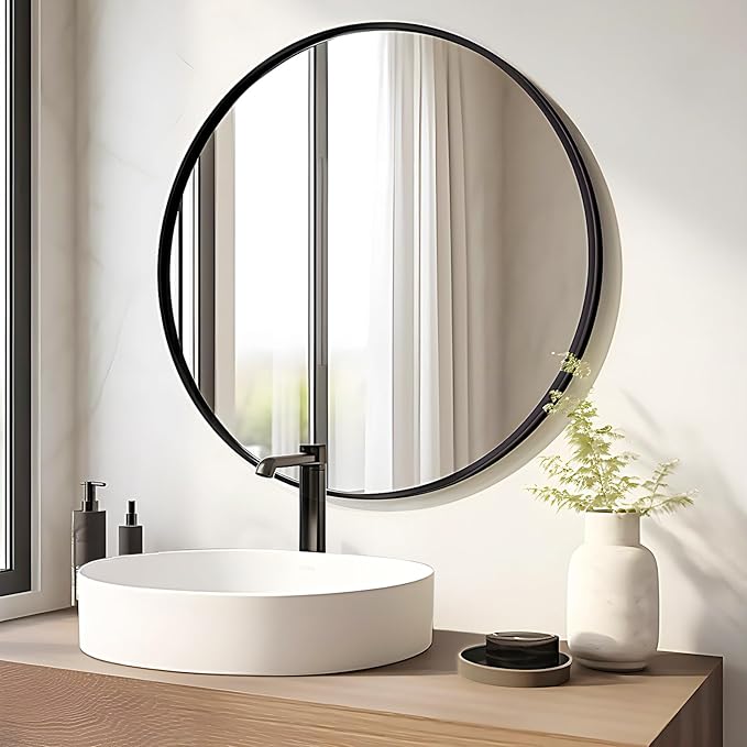 Fabuday 36 Inch Black Round Wall Mirror for Bathroom & Living Room