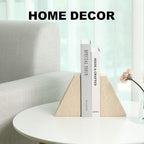 Marble Bookends for Heavy Books, Decorative Book Ends for Shelves, Durable and Heavy-Duty Stone Bookends for Hardback Book & CDS, Unique Book Stopper & Holder, New Jura Beige-Vein, Set of 2