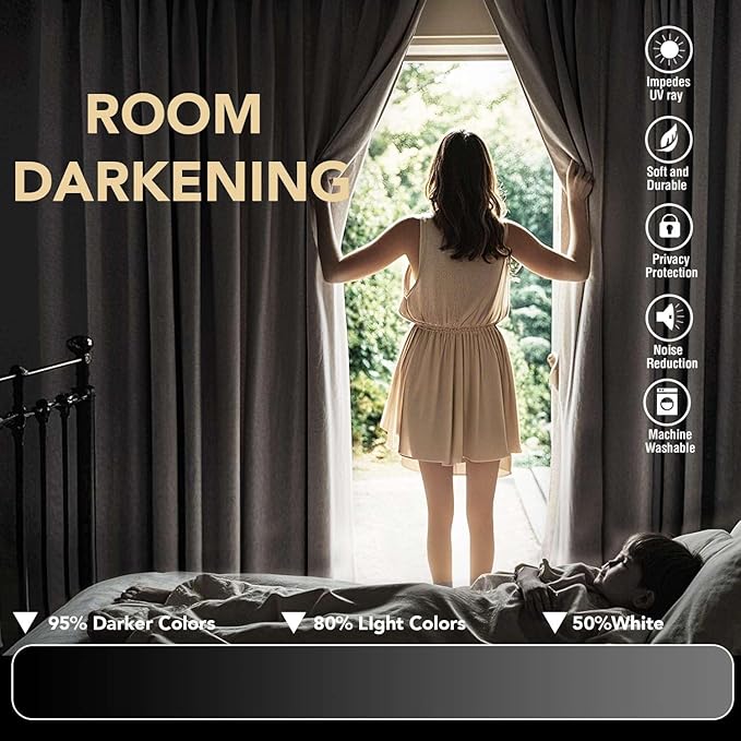 H.VERSAILTEX Room Darkening Curtains for Living Room Light Reducing Thermal Insulated Window Treatment Panels/Drapes Grommet Top 2 Panels (Ivory - 52 x 108 Inches)