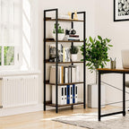 NUMENN Bookshelf, 5 Tier Bookshelves, Home Office Bookcase Shelf Storage Organizer, Free Standing Storage Shelving Unit for Bedroom, Living Room and Home Office, Dark Walnut