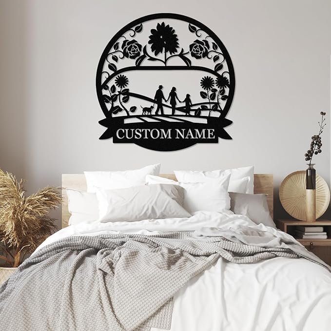 Personalized Family Name Sign, Custom Family Signs Metal Wall Decor, Family Wall Art, Metal Signs Customized, Family Wall Decor for Living Room, Rustic Hanging Decoration Sign, Housewarming Gifts