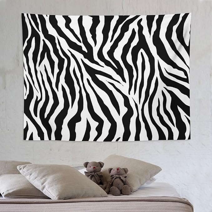 HZOHNAGO Zebra Print Tapestry Nature Wild Animals Black and White Stripe Printed Wall Tapestry Painting Wall Hanging for Bedroom Living Room Dorm 80" W x 60" H