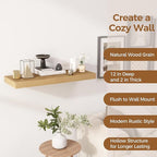 Floating Shelves 30 Inch Long, 12 Inch Deep Floating Shelf for Books, Rustic Wood 30 x 12 Storage Shelves for Wall Storage & Display, Thicked Wall Shelf for Kitchen, Living Room, Oak Color, 1 Pack