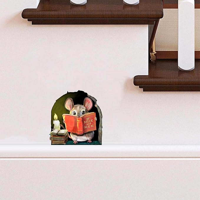 Mouse Reading Book Wall Sticker Decal – Kids Room, Classroom, Home Decor, Bookcase, Book Lover Gift, Children's Bedroom, Nursery, Cute Mouse, MICESTERPIECE