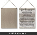 Inspirational Bible Gift Signs the Beatitudes Blessed are the Poor in Spirit for Theirs is the Kingdom of Heaven Wooden Hanging Sign Religious Scripture Art Wall Home Decoration 10 x 8 Inches