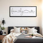 Foutcheou Family is Everything Wall Decor Sign 32"×12" for Family Living Room Large Wood Framed Wall Art Hanging Decoration (Black)