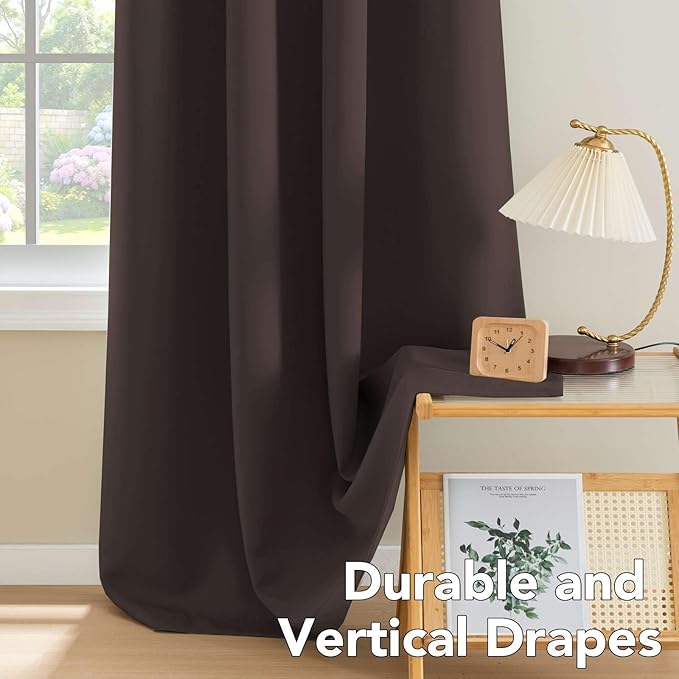 H.VERSAILTEX Thermal Insulated Blackout Curtains - Antique Copper Grommet Top Window Drapes - Chocolate Brown - 52" W x 72" L - (Set of 2 Panels)