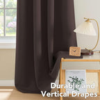 H.VERSAILTEX Blackout Curtains for Bedroom Thermal Insulated Room Darkening Living Room Curtains 63 Inch Long Grommet Privacy Protection Window Curtain Panels/Drapes, 2 Panels, Chocolate Brown
