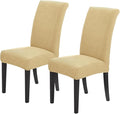 Joccun Chair Covers for Dining Room Set of 2,Dining Chair Slipcovers Stretch Dining Room Chair Covers Seat Protector,Washable Parsons Chair Cover for Home,Hotel(Parmesan,2 Pack)