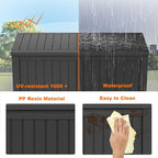 120 Gallon Resin Deck Box, Lockable Patio Outdoor Storage Box for Furniture, Garden Tools and Tools Storage, Waterproof Outside Storage Boxes - Black