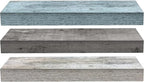 Sorbus Floating Shelves - 3 Pack 16 Inch Rustic Grey Blue Rustic Wall Shelves for Bedroom, Kitchen, Living Room, Bathroom Shelves, Home Decor, Office - Floating Shelf for Trophies, Frames