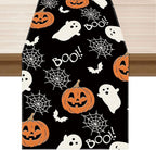 XCHI Boo Spooky Ghost Pumpkin Halloween Table Runner Burlap Table Decoration for Home Kitchen Dining Dinner Indoor Holiday Farmhouse Decor 13x72 Inch