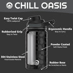 Chill Oasis Water Bottle | Compatible With Popular Flavor Cartridges | BPA Free, Leak Proof, Double-Walled Vacuum Insulated Stainless Steel, and Dishwasher Safe | Cold for 24 Hours (Leopard, 12oz)
