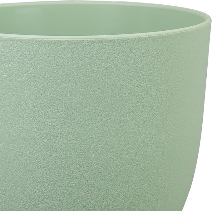 Large Plant Pots 12/10/9 inch, Set of 3 Modern Decorative Plastic Planters with Drainage Holes and Saucers, Flower Pots for Indoor Outdoor Plants, Green