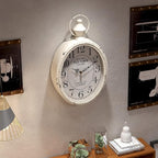 Menterry Small Retro Oval Wall Clock, Antique Old Design, White Vintage Style, Battery Operated Silent Decor Wall Clocks for Kitchen,Bedroom,Farmhouse,Bathroom (11.2" H x 6.7" W)