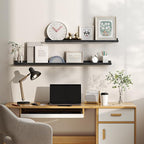 Floating Shelves for Wall, Picture Ledge Shelf 36 Inch Solid Wood Set of 2, Rustic Wall Shelves with Lip, Kids Bookshelf, Photo & Picture Live Edge Floating Shelves for Bedroom, Living Room, Kitchen